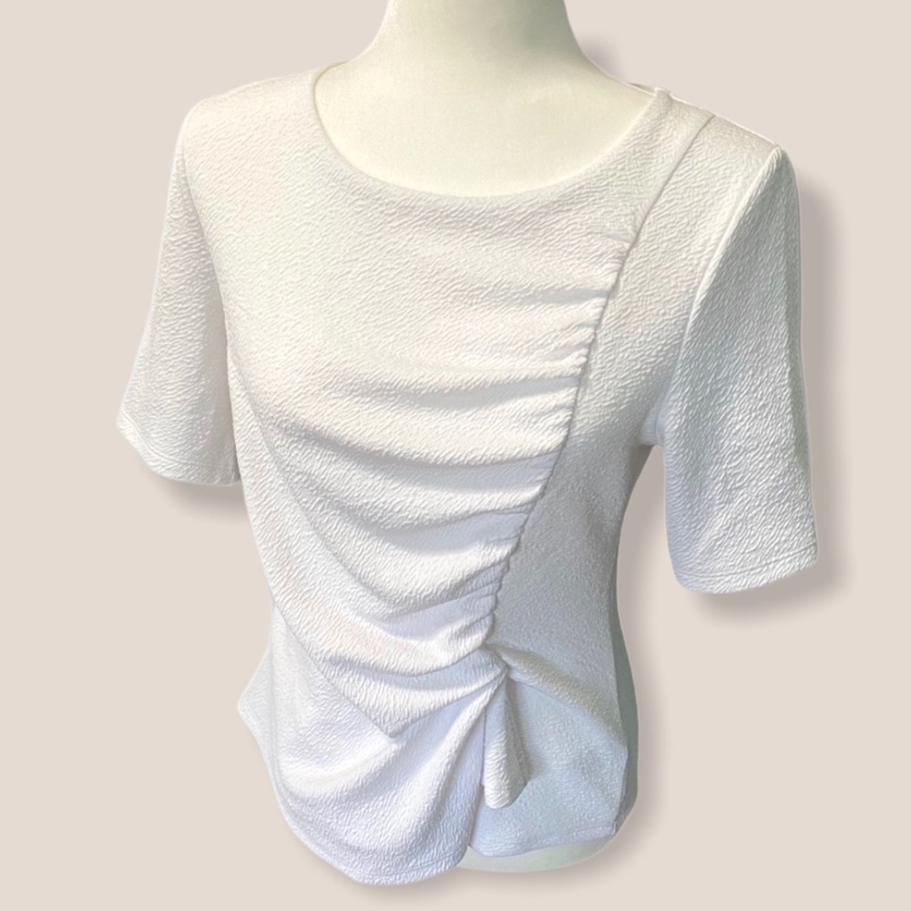 Deletta Anthropologie Ruched Ripple-Front Top